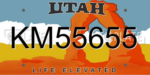 KM55655 Utah License Plate