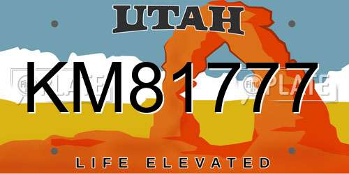 KM81777 Utah License Plate