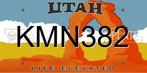KMN382 Utah License Plate