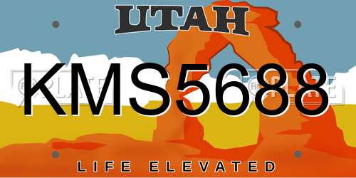 KMS5688 Utah License Plate