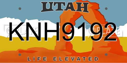 KNH9192 Utah License Plate
