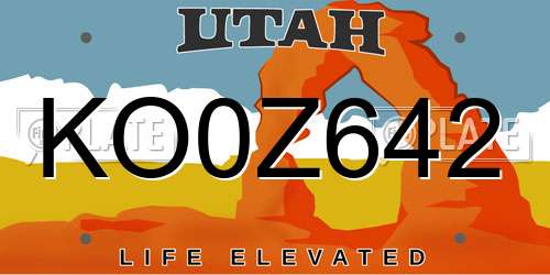 KO0Z642 Utah License Plate