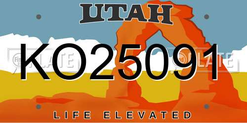 KO25091 Utah License Plate