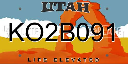 KO2B091 Utah License Plate