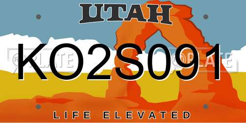 KO2S091 Utah License Plate