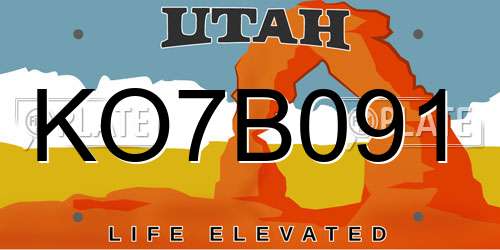 KO7B091 Utah License Plate