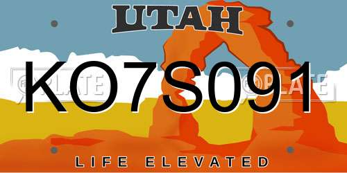 KO7S091 Utah License Plate