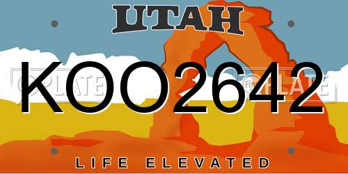 KOO2642 Utah License Plate