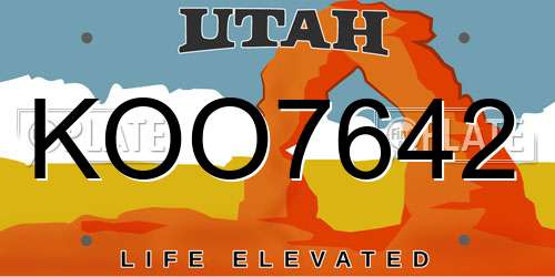 KOO7642 Utah License Plate