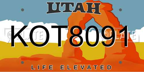 KOT8091 Utah License Plate