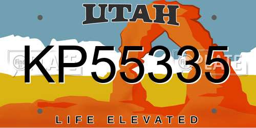 KP55335 Utah License Plate
