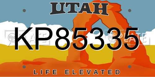 KP85335 Utah License Plate