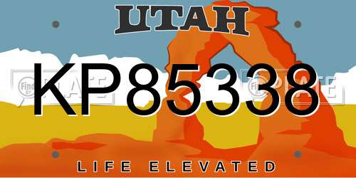 KP85338 Utah License Plate