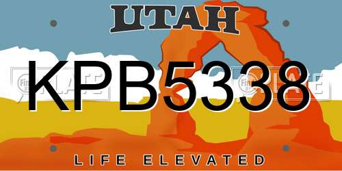 KPB5338 Utah License Plate