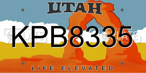 KPB8335 Utah License Plate