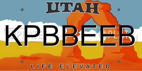 KPBBEEB Utah License Plate