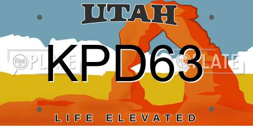 KPD63 Utah License Plate