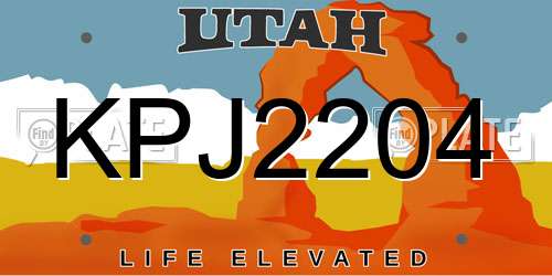 KPJ2204 Utah License Plate