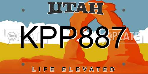 KPP887 Utah License Plate