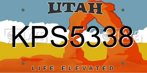 KPS5338 Utah License Plate