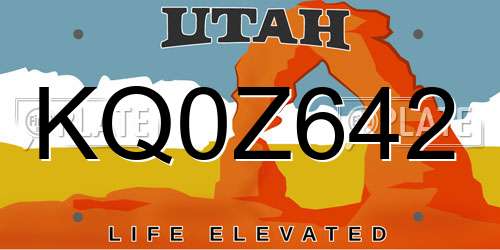 KQ0Z642 Utah License Plate