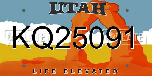 KQ25091 Utah License Plate