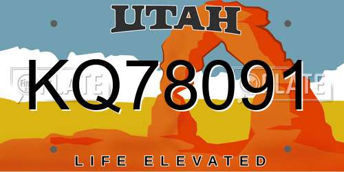 KQ78091 Utah License Plate