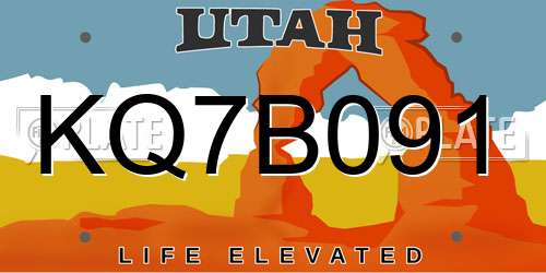 KQ7B091 Utah License Plate