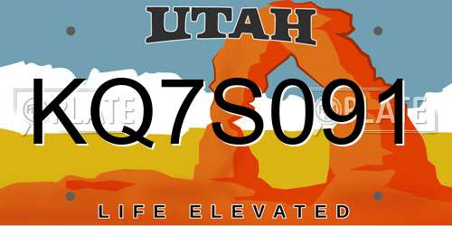 KQ7S091 Utah License Plate