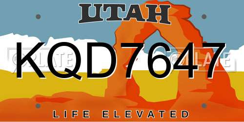 KQD7647 Utah License Plate
