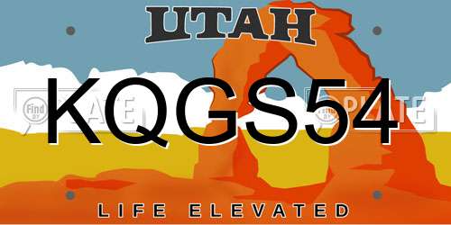 KQGS54 Utah License Plate