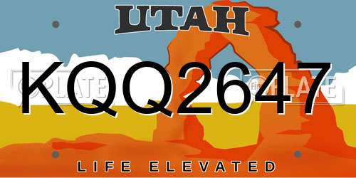 KQQ2647 Utah License Plate