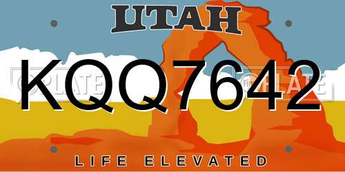 KQQ7642 Utah License Plate