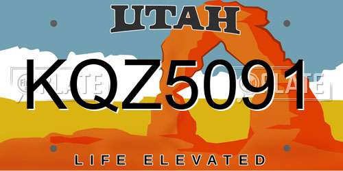 KQZ5091 Utah License Plate