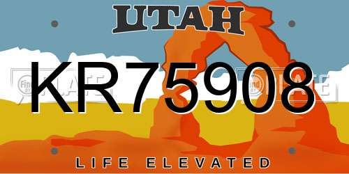 KR75908 Utah License Plate