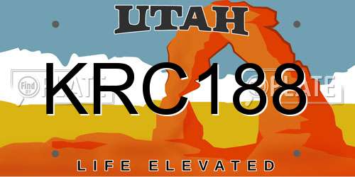 KRC188 Utah License Plate