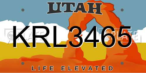KRL3465 Utah License Plate