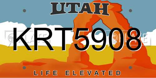 KRT5908 Utah License Plate