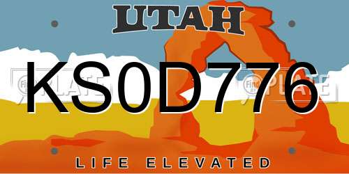 KS0D776 Utah License Plate