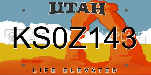 KS0Z143 Utah License Plate
