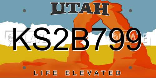 KS2B799 Utah License Plate