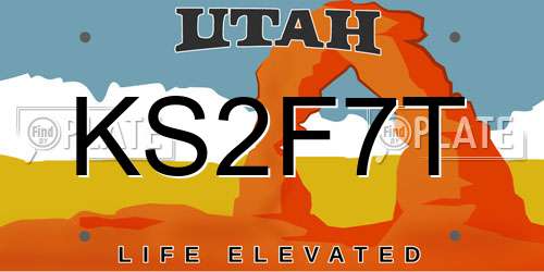 KS2F7T Utah License Plate