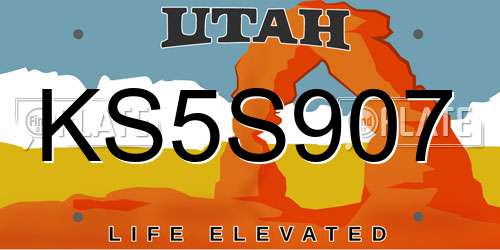 KS5S907 Utah License Plate