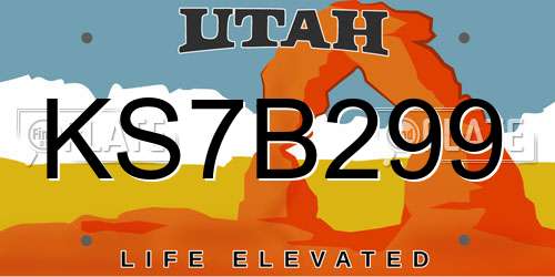 KS7B299 Utah License Plate