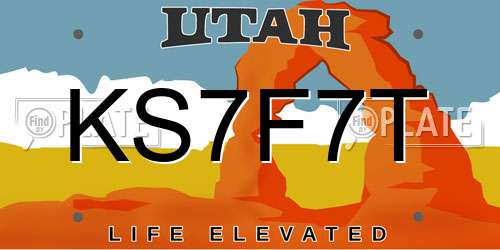 KS7F7T Utah License Plate