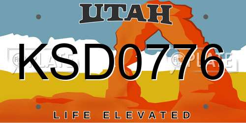 KSD0776 Utah License Plate