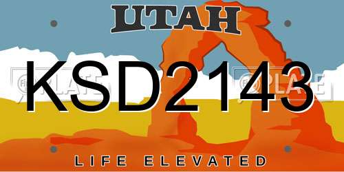 KSD2143 Utah License Plate