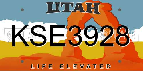 KSE3928 Utah License Plate