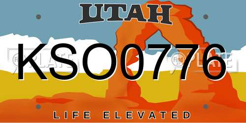 KSO0776 Utah License Plate