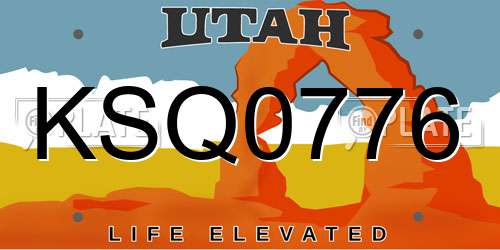 KSQ0776 Utah License Plate